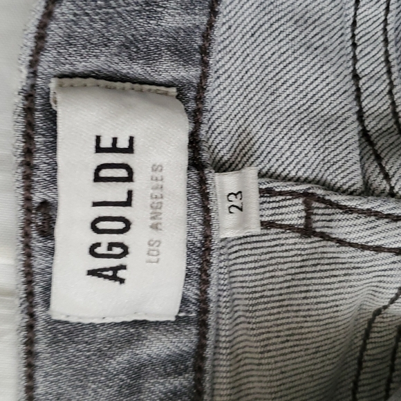 Agolde Nico highrise slim grey silver stretched button fly jeans size 23 - Picture 4 of 16